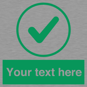 Custom green background, green tick in circle sign